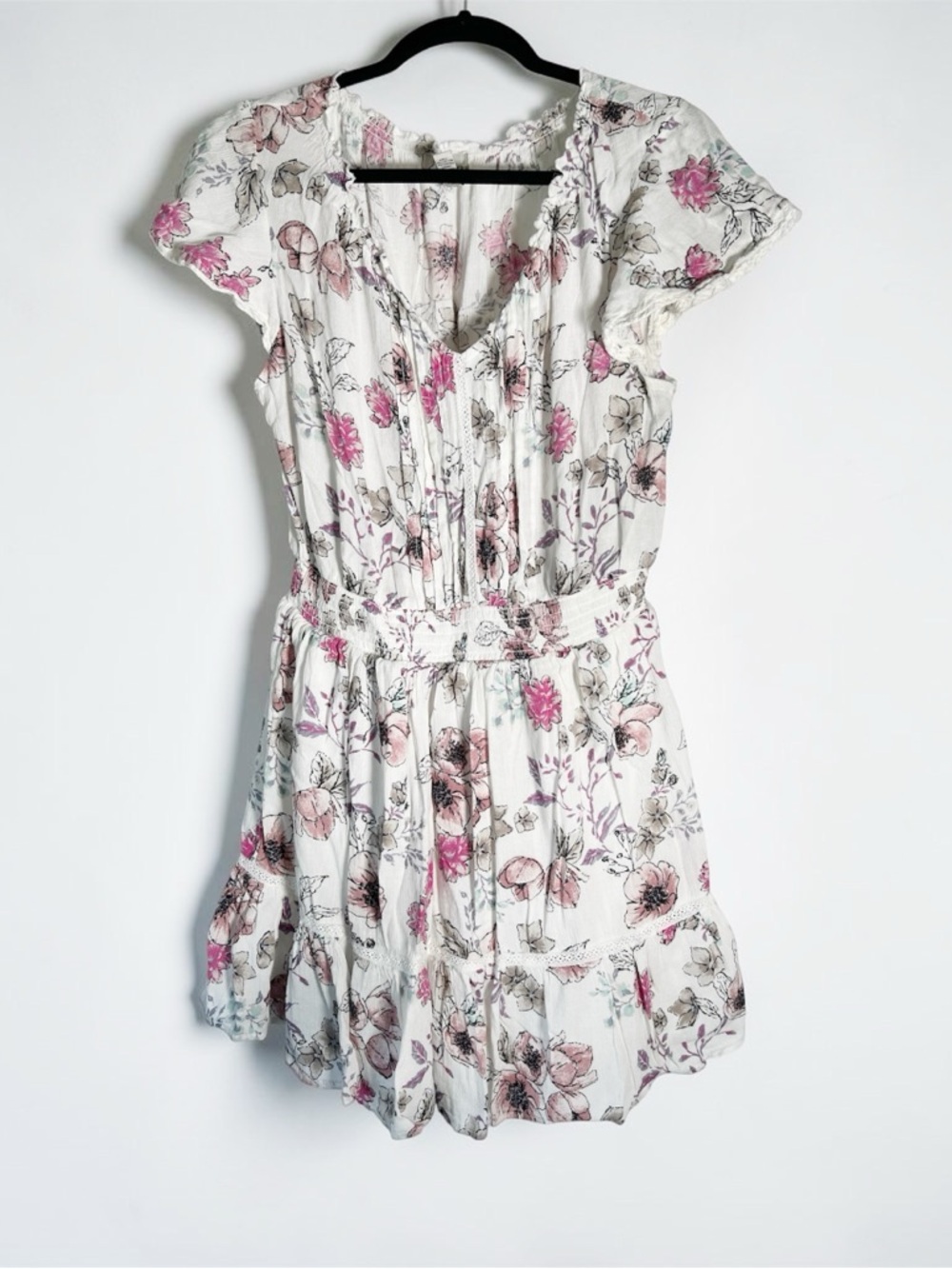 American Rag White Floral with Pink Blossoms Dress Sz M